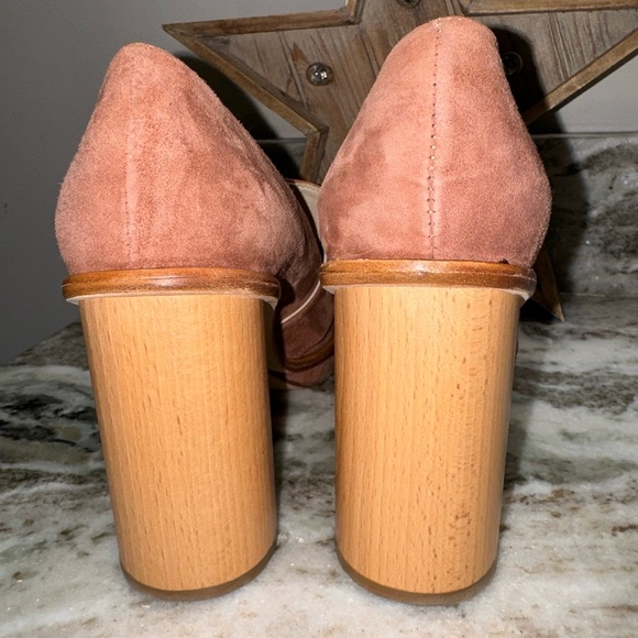 Anthropologie OUIGAL Suede Platform Loafer Heel 38 - Picture 9 of 13